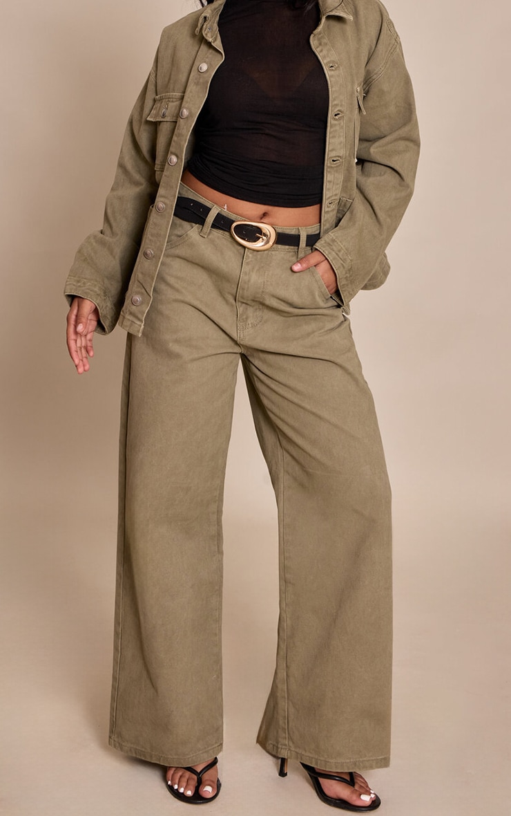 Petite Jean large kaki délavé image 2