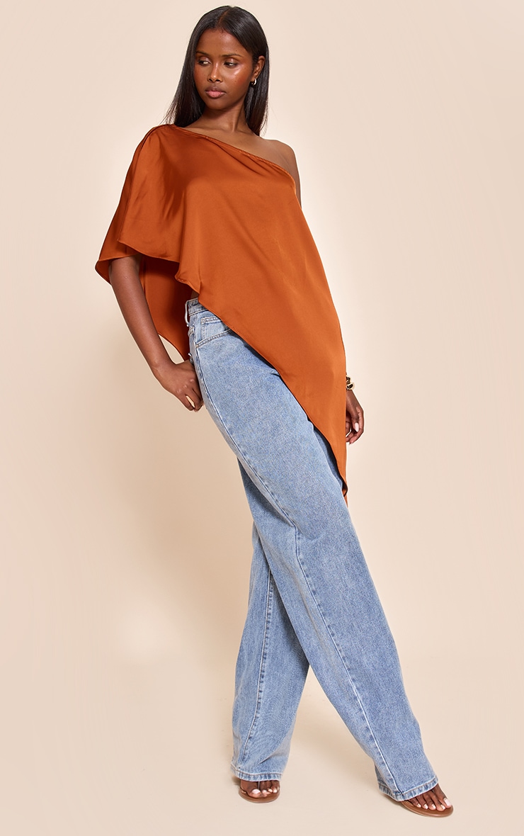 Burnt Orange Satin Floaty Long Top image 3
