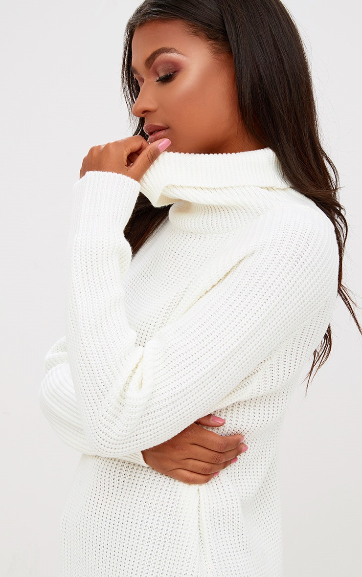 Cream High Neck Jumper. Knitwear PrettyLittleThing