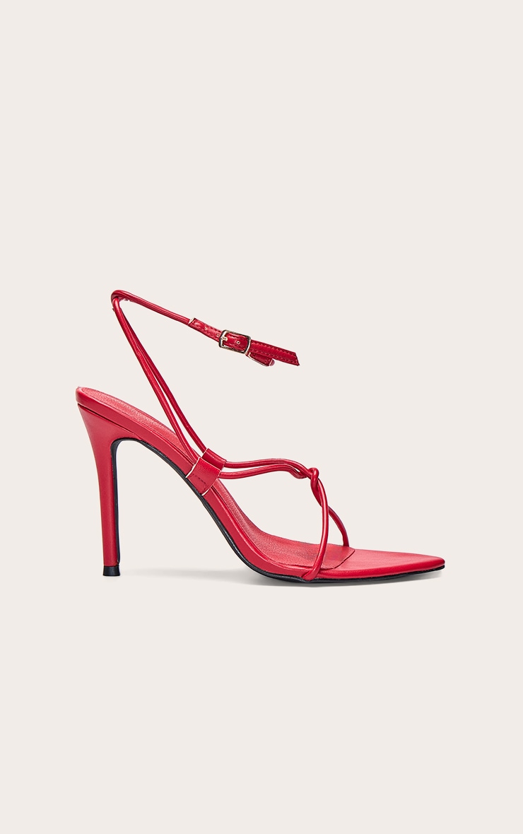 Sandales pointues en PU rouge vif à brides torsadées image 2