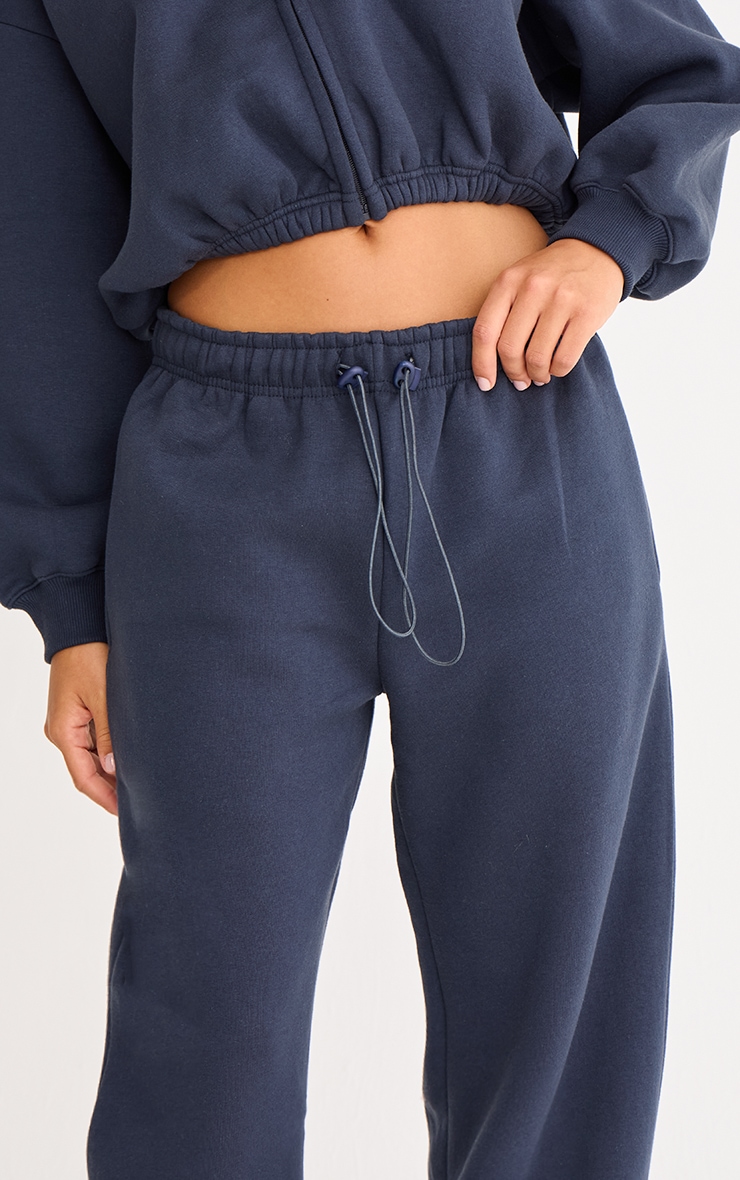 Navy Drawcord Hem Oversized Track Pants image 4