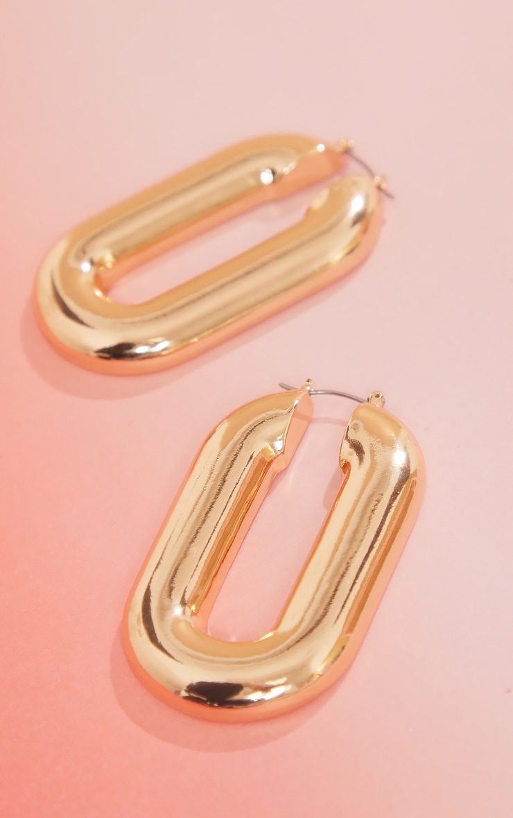 Gold Long Thick Hoop Earrings image 3