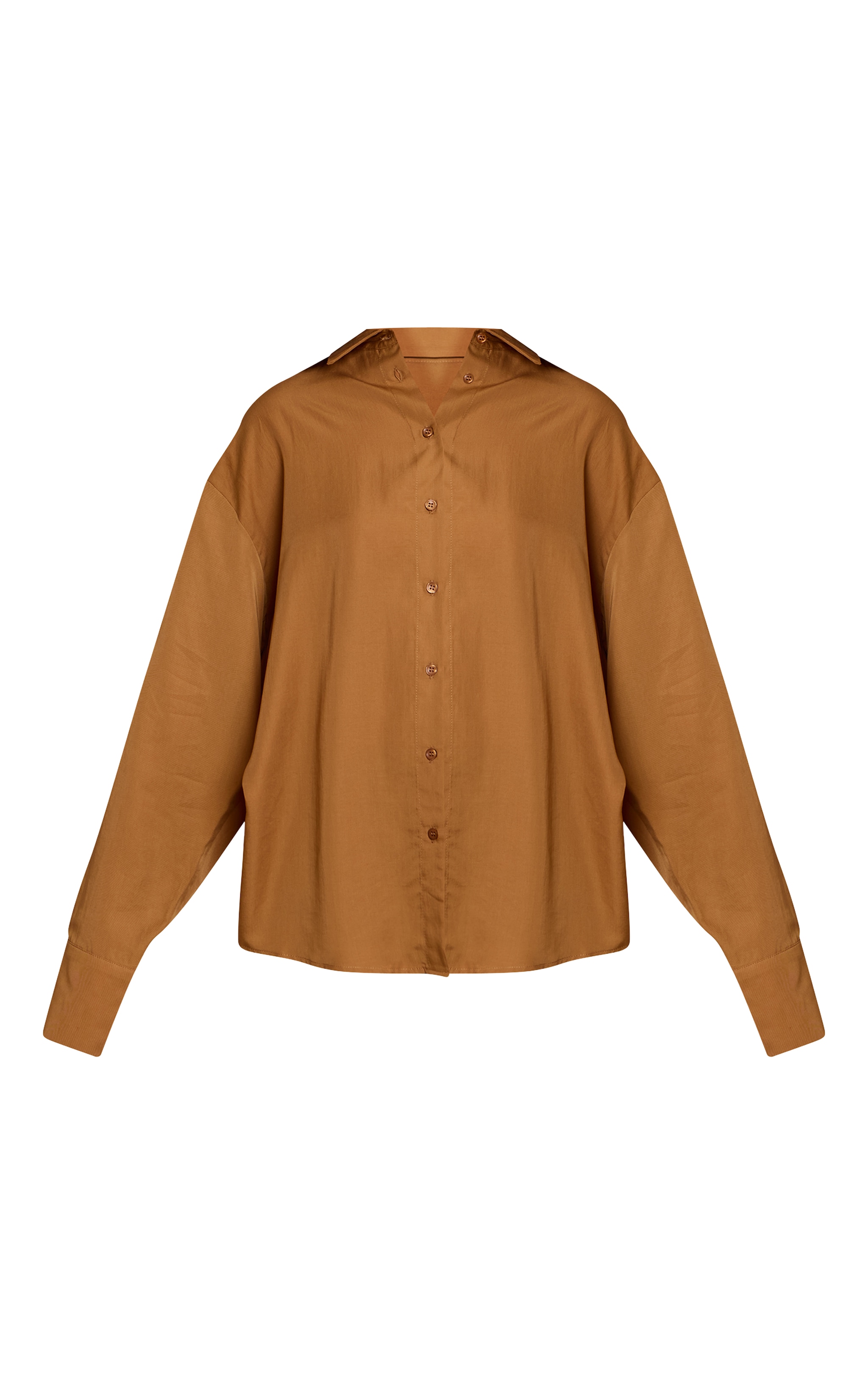 Tan Tencel Oversized Shirt image 5