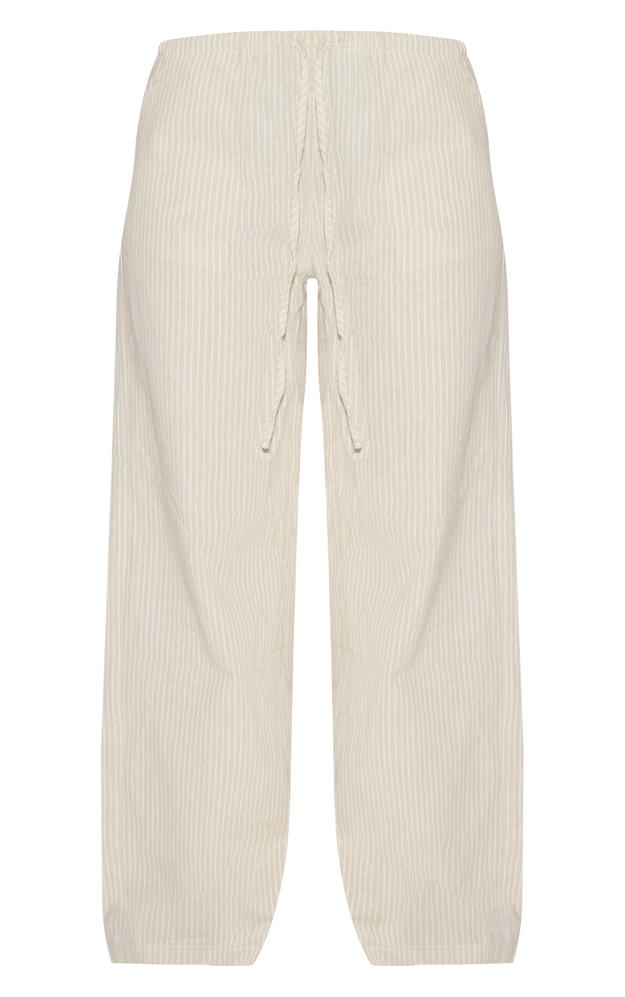 Sage Green Stripe Cotton Drawstring Mid Rise Pants image 5