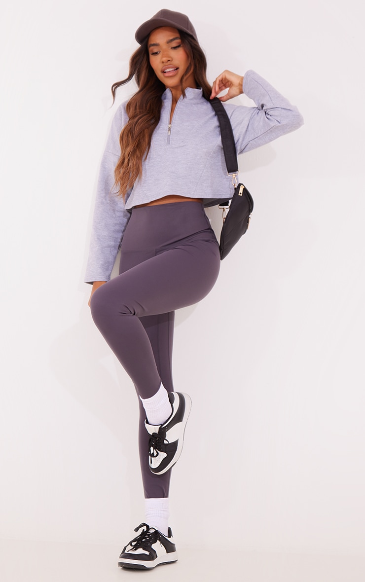 Ash Grey Loopback Half Zip Raw Edge Hem Sweatshirt image 3