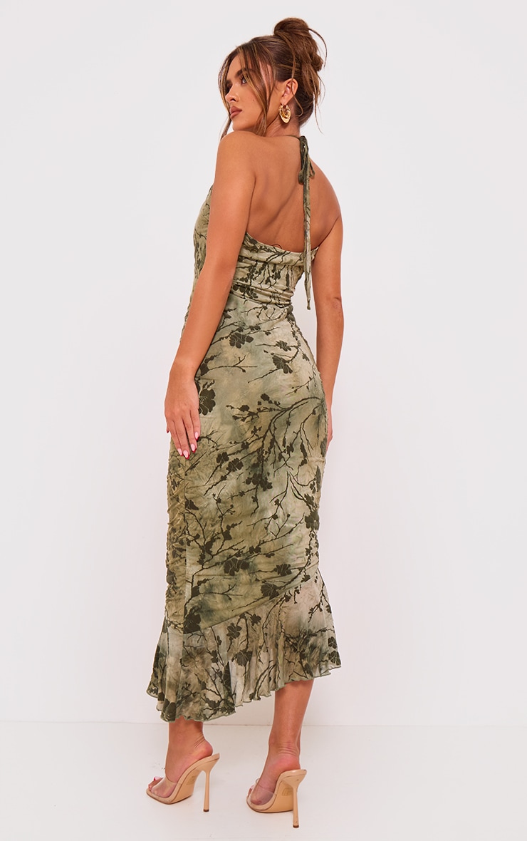 Green Devore Cross Neck Maxi Dress image 2