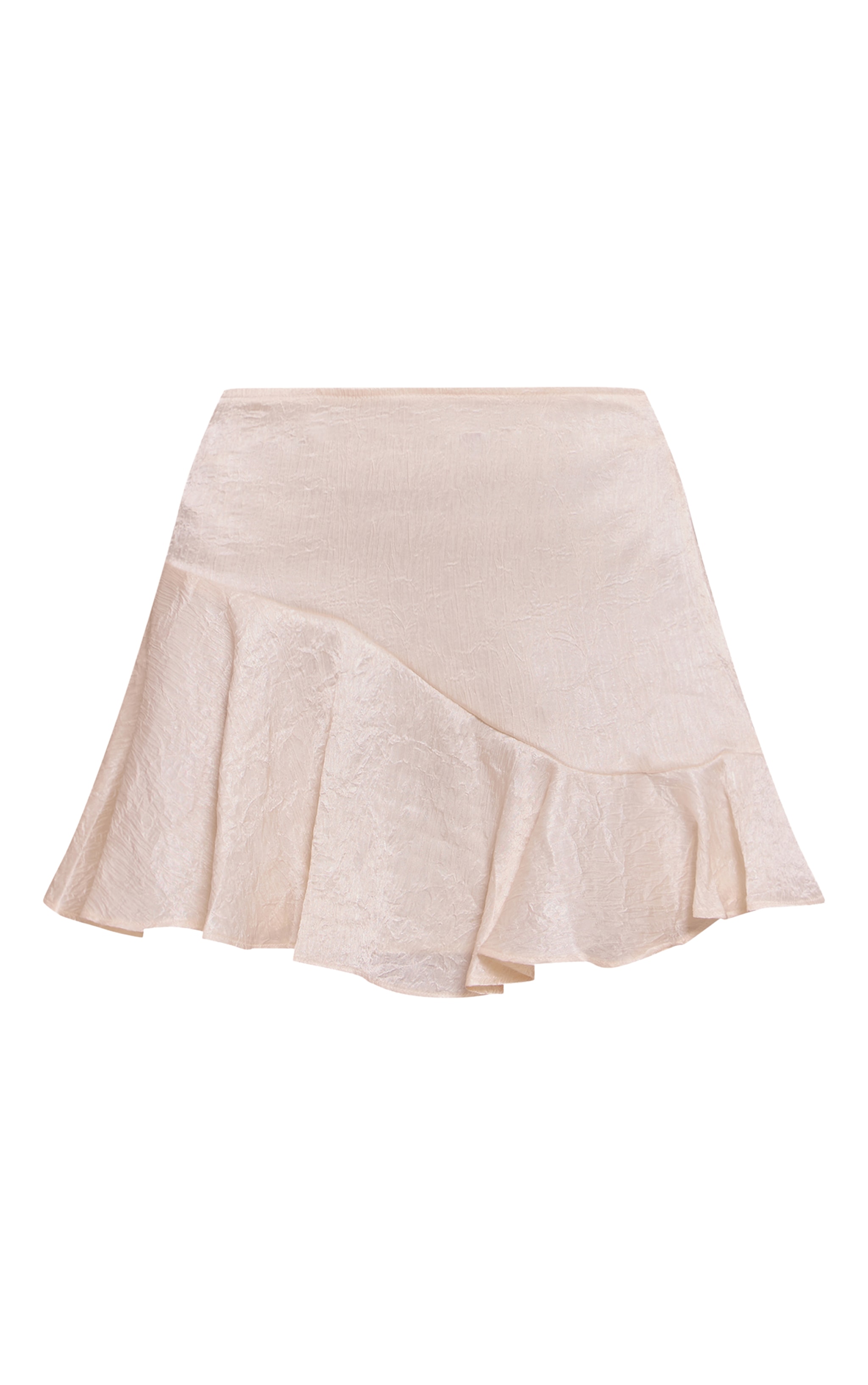 Cream Textured Satin Scalloped Edge Mini Skirt image 6
