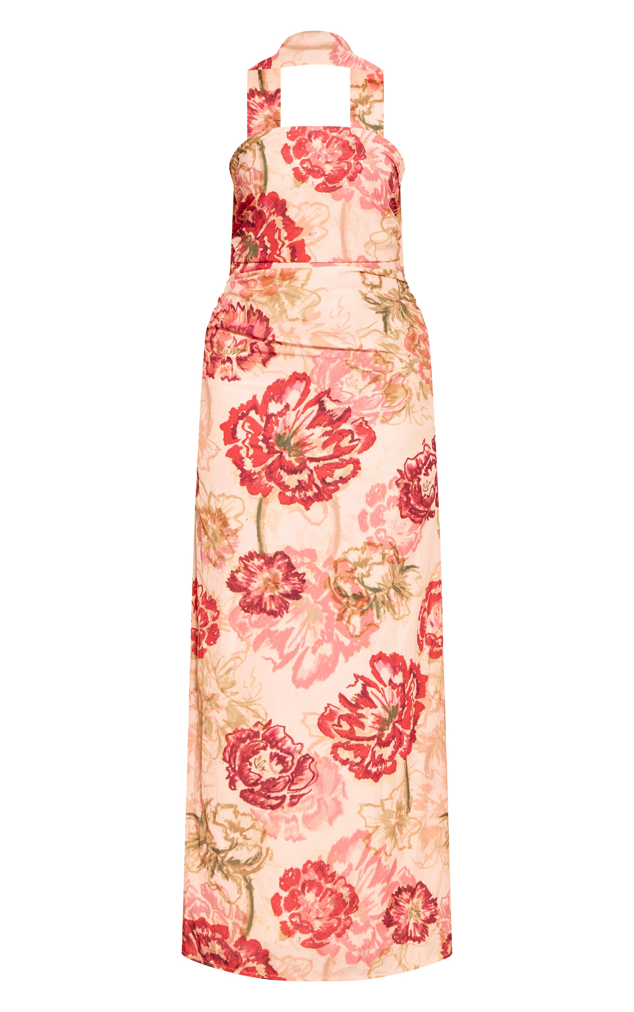 Multi Floral Print Bandeau Scarf Detail Chiffon Maxi Dress image 5