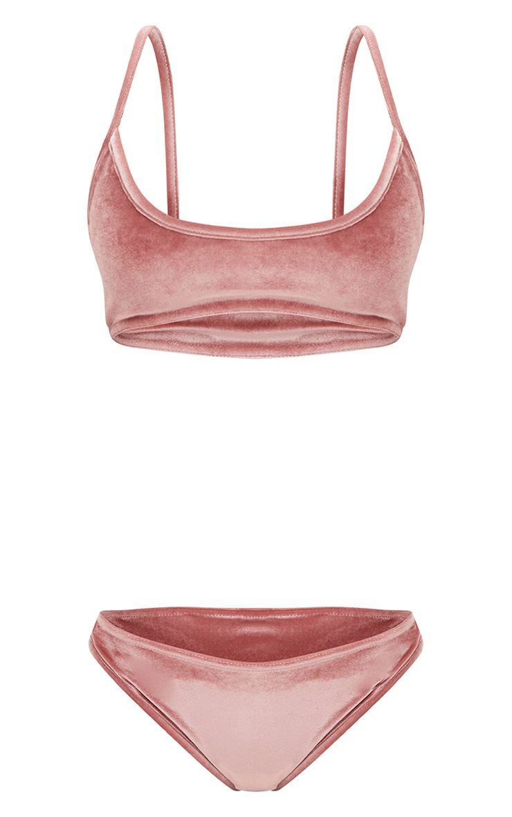 Pink Velvet Bra And Knicker Set Lingerie PrettyLittleThing