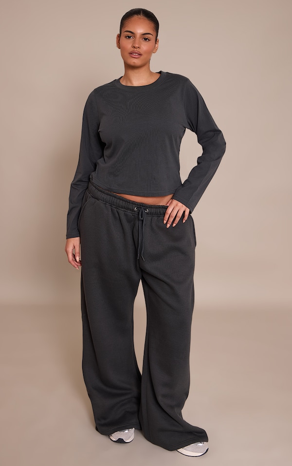  Plus Wide Leg Charcoal Jogger