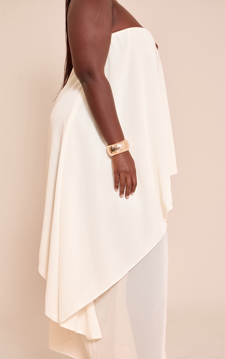 Plus Butter Cream Chiffon Bandeau Overlay Maxi Dress image 4