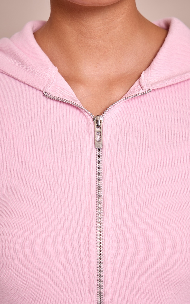 Pink Soft Touch Crop Zip Hoodie image 4