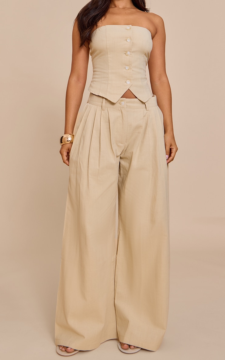Petite Natural Stone Linen Look Wide Leg Pants image 2