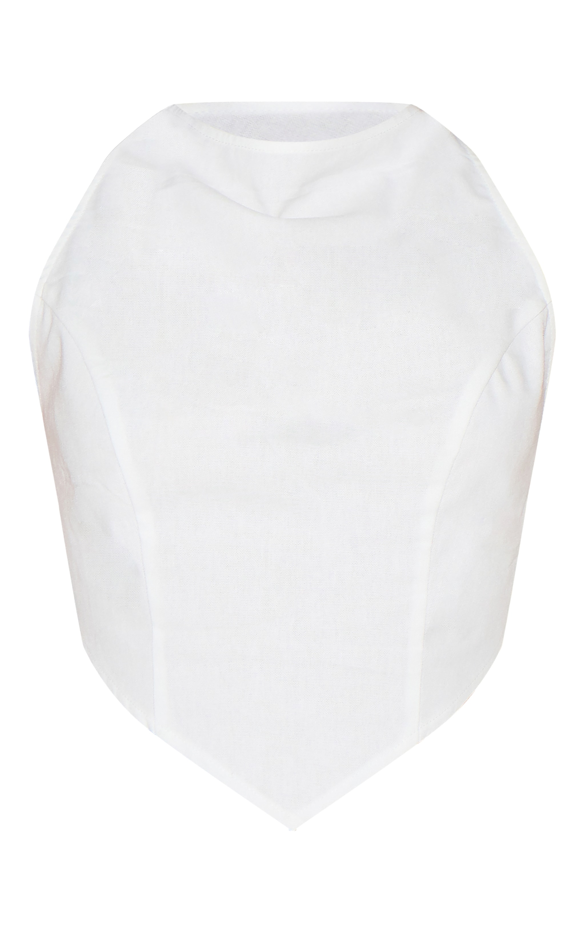 White Linen Look Woven Open Back Top image 5