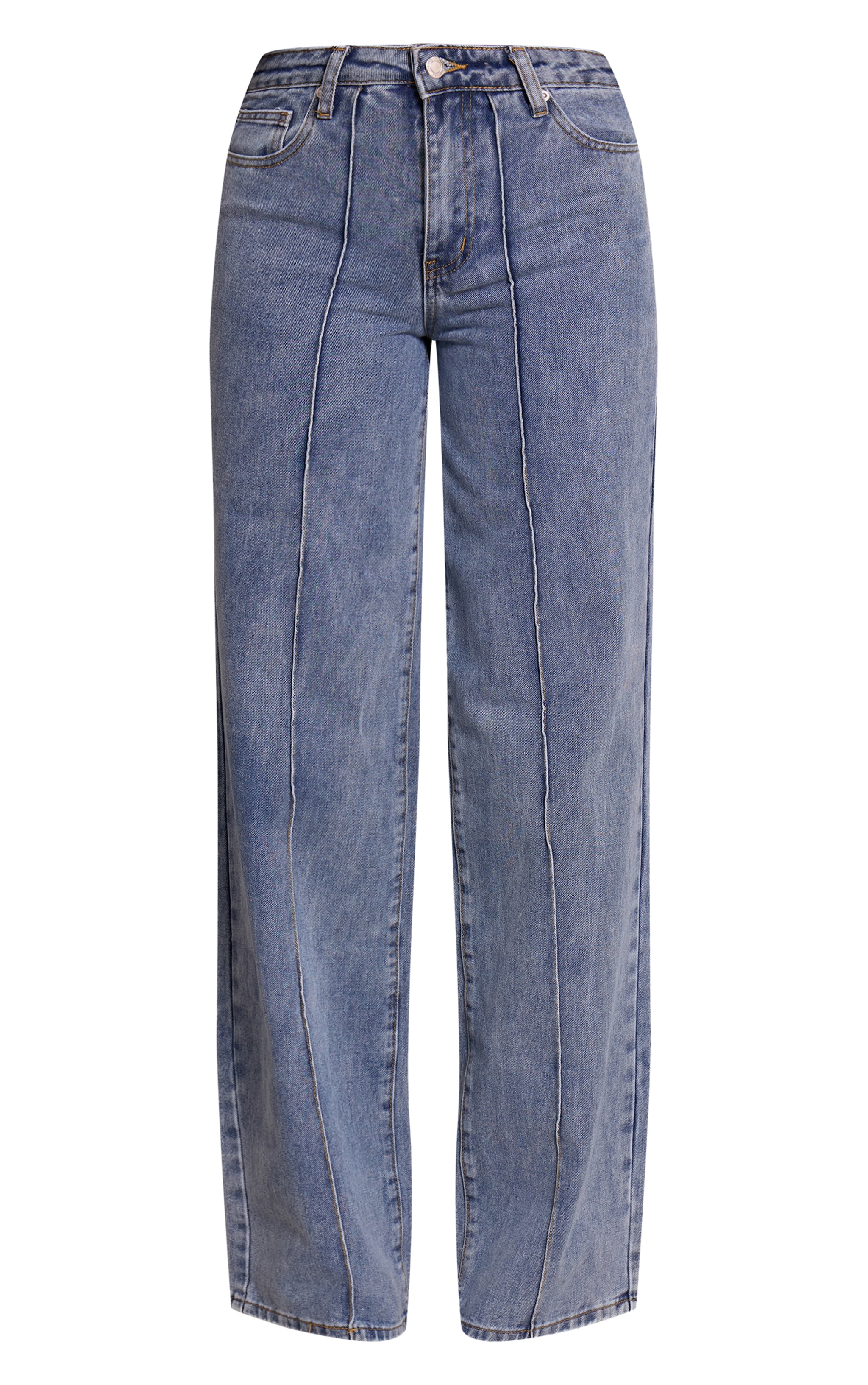  Tall Vintage Mid Wash Seam Wide Leg Jeans