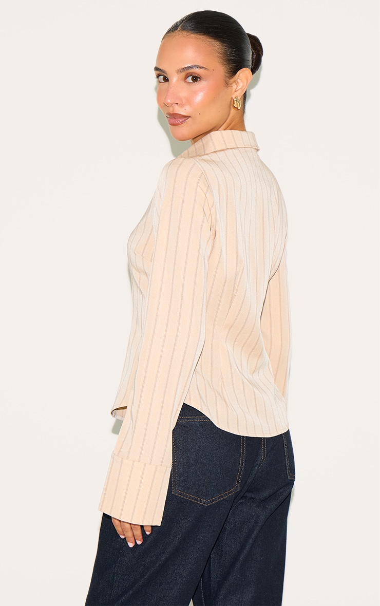 Petite Stone Striped Long Sleeve Fitted Shirt image 2