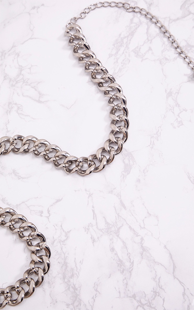Silver Chain Detail Belt Accessories PrettyLittleThing
