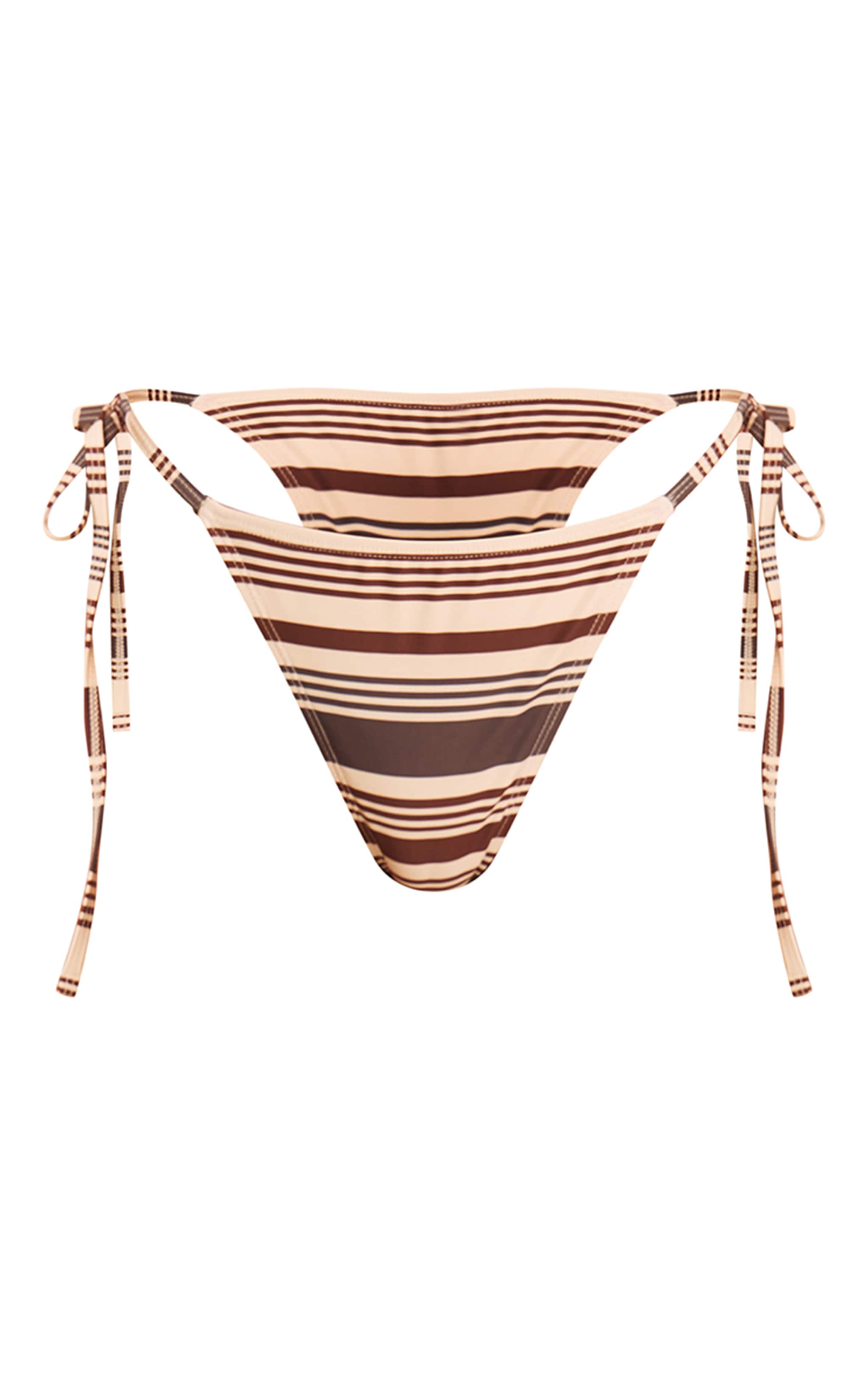 Brown Stripe Tie Side Bikini Bottoms image 1