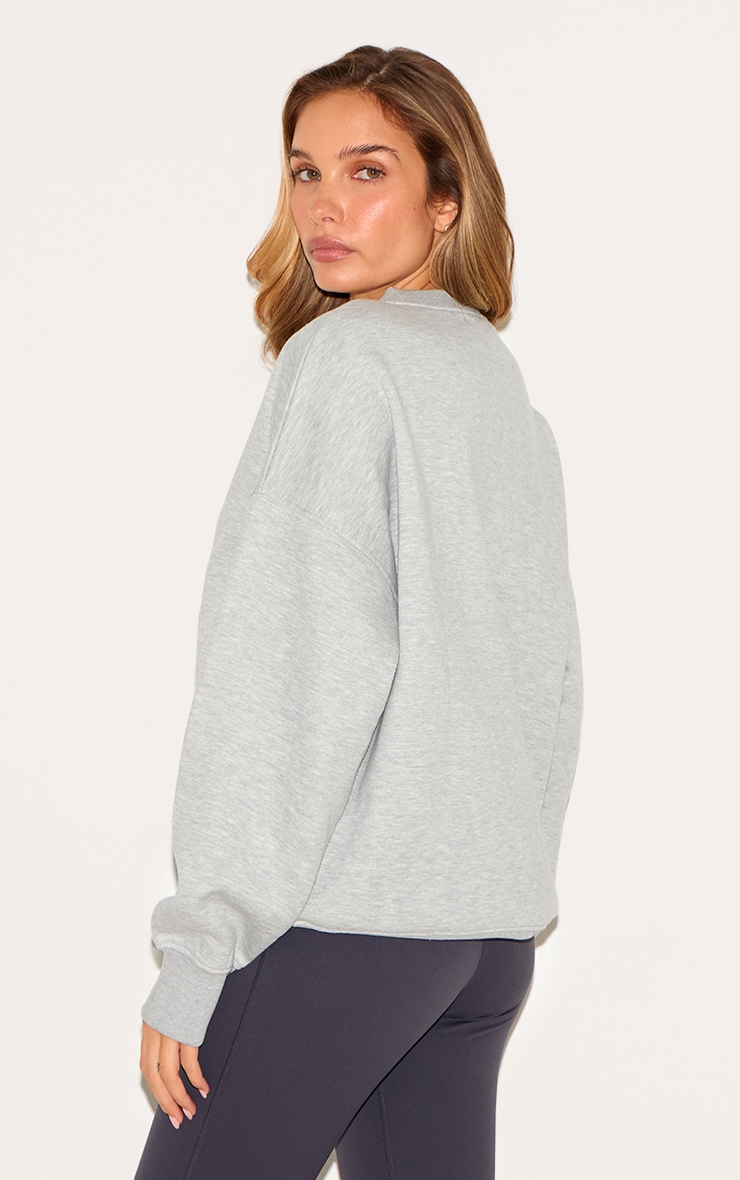 Ash Grey Athens Embroidered V Neck Sweatshirt image 2