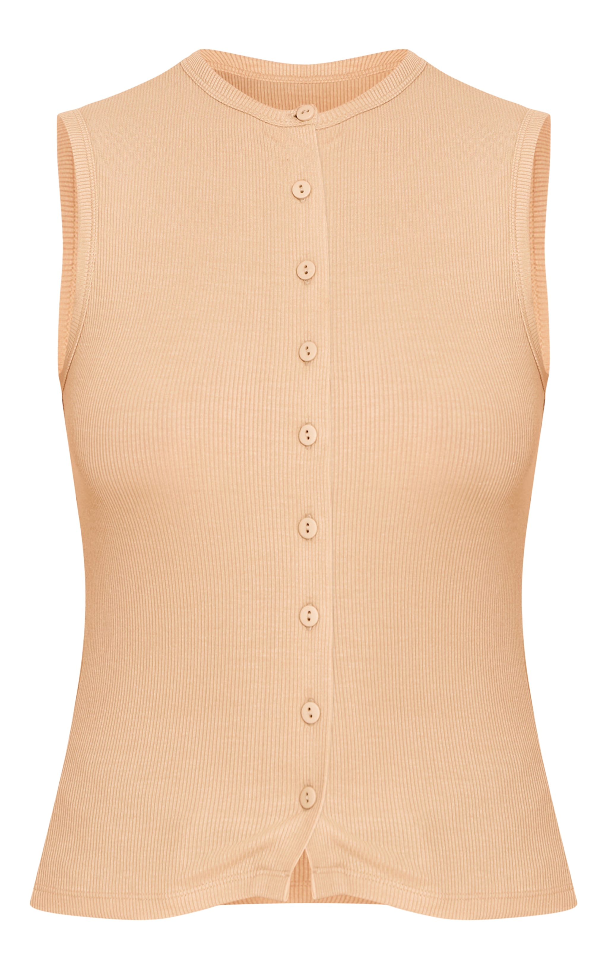 Stone Soft Rib Button Down Sleeveless Long Top image 5
