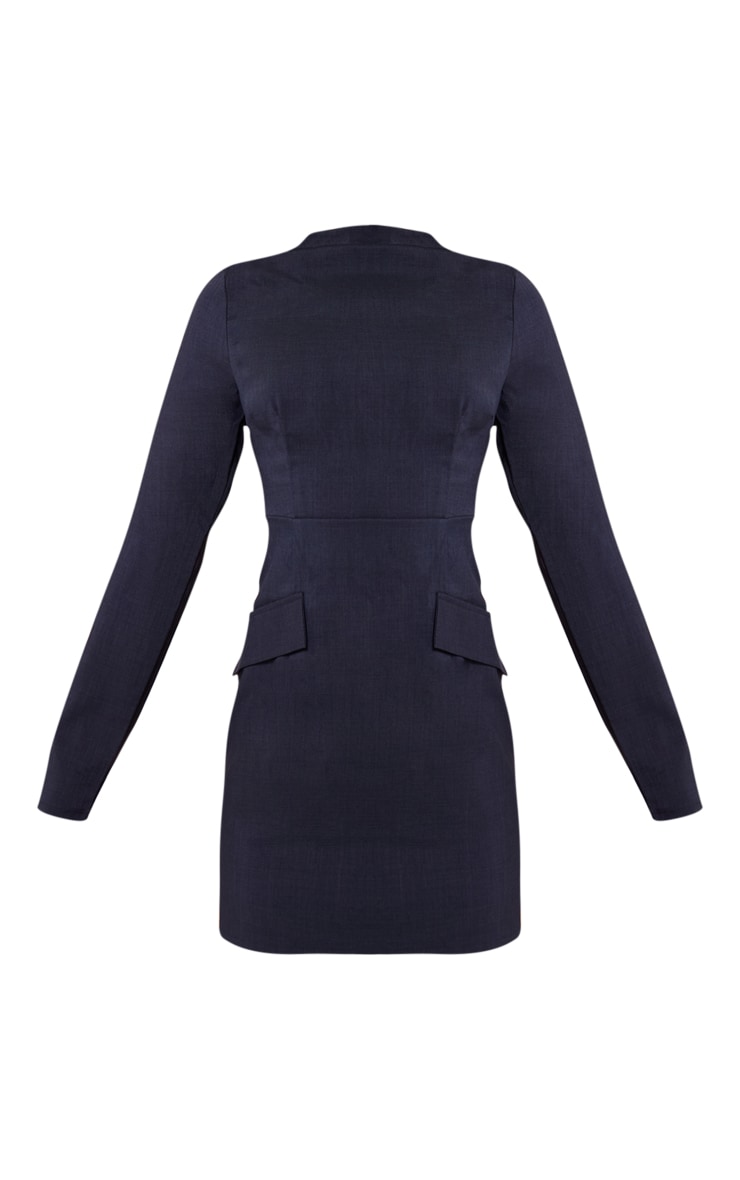 Navy Pocket Detail High Neck Mini Dress image 5