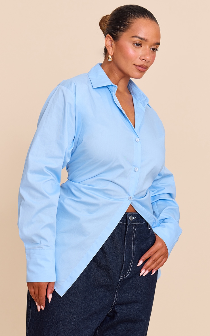 Shape Sky Blue Button Front Tie Back Shirt image 2