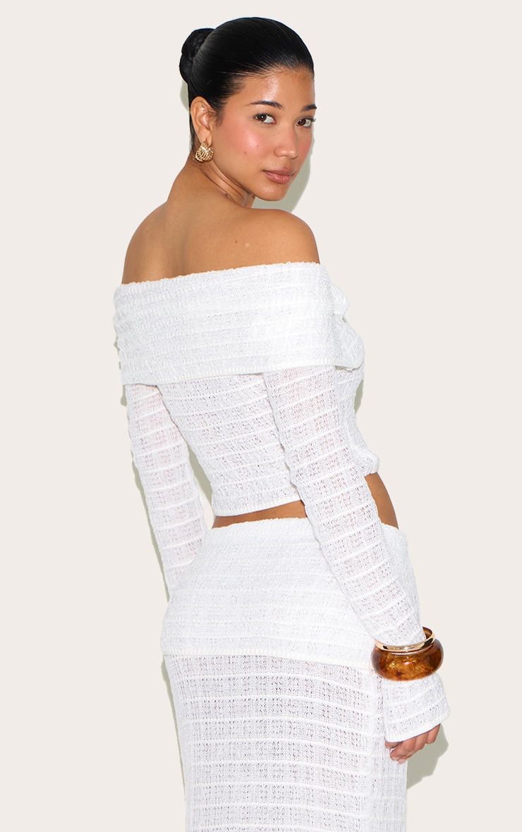 White Bardot Textured Knit Top image 2