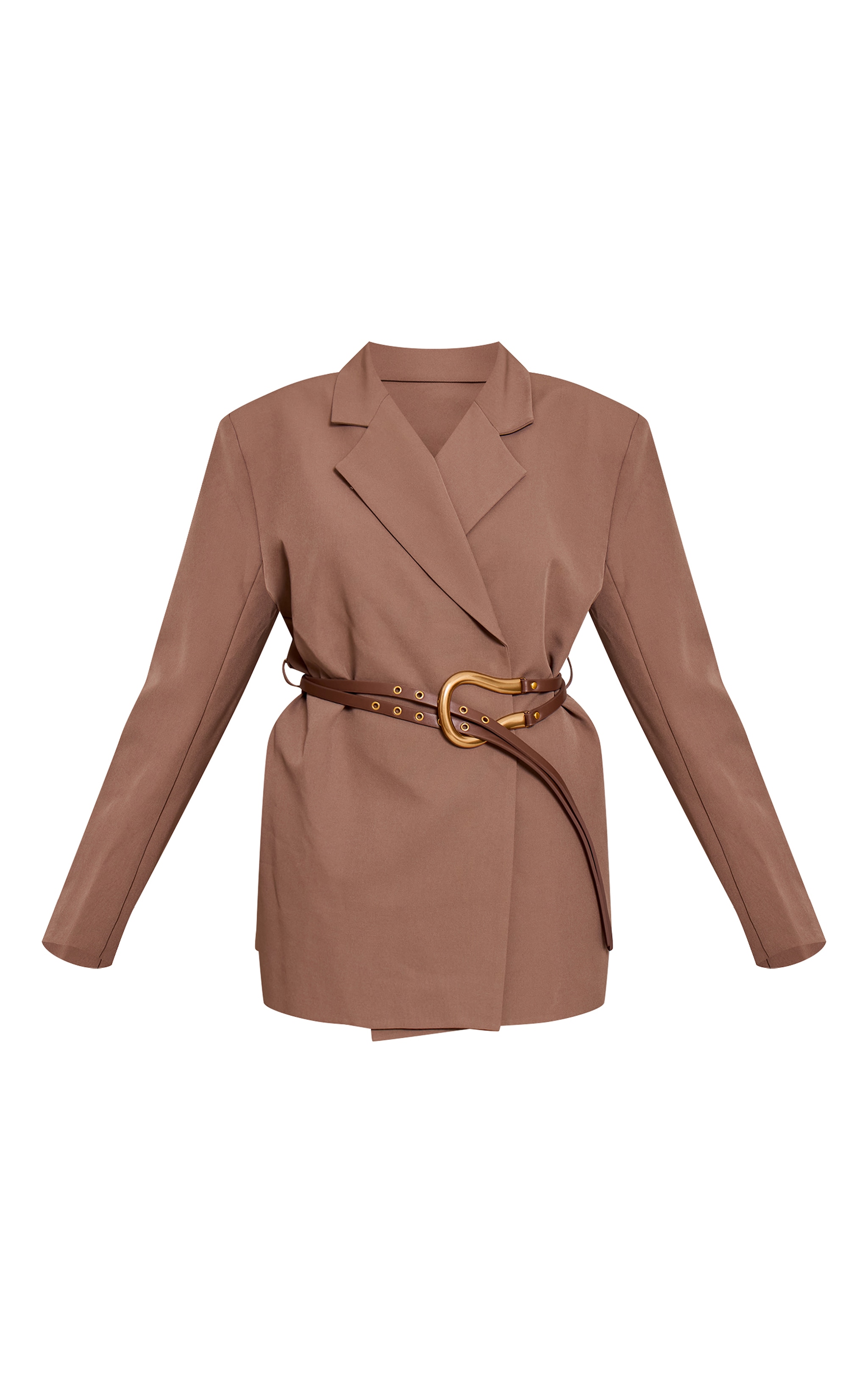 Chocolate Woven Belt Blazer Dress image 5