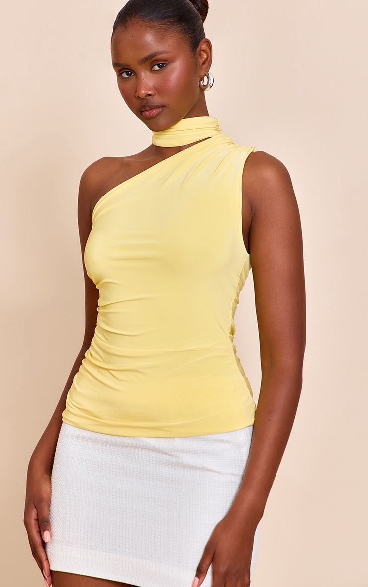 Lemon Double Layer Neck Detail Ruched Detail Long Top image 1