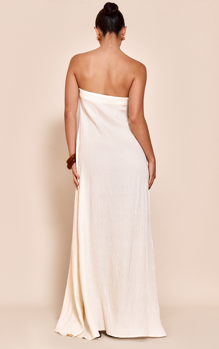 Cream Textured Bandeau Column Maxi Dress image 2