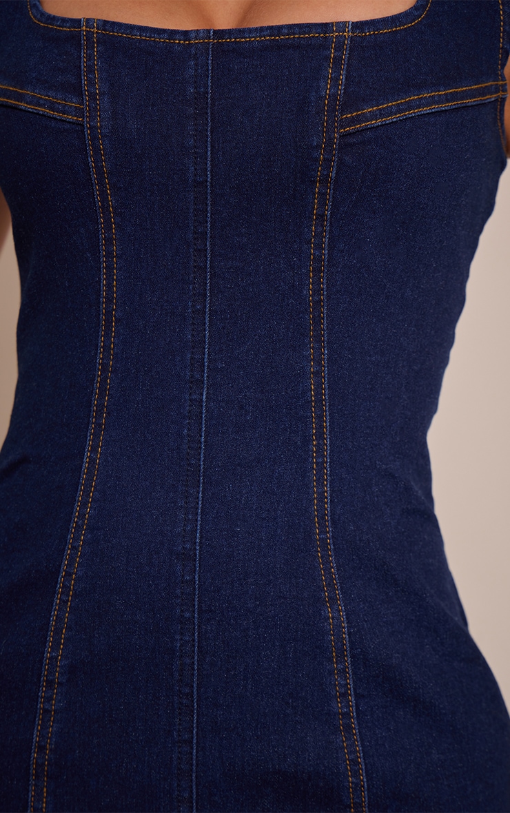 Petite Indigo Bodycon Seam Detail Denim Maxi Dress image 4