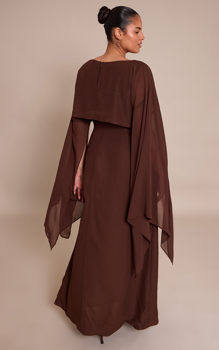 Plus Chocolate Cape Detail Maxi Dress image 2