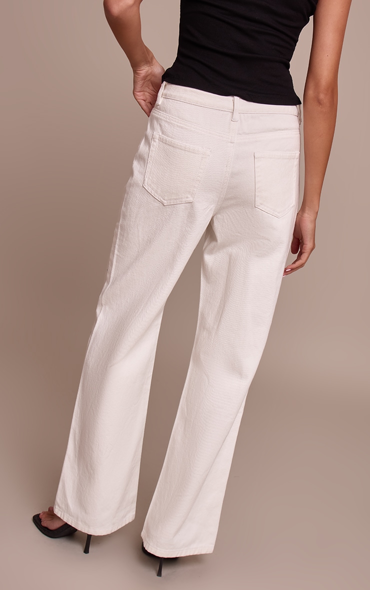 White High Waist Diamante Straight Leg Denim Jeans image 3
