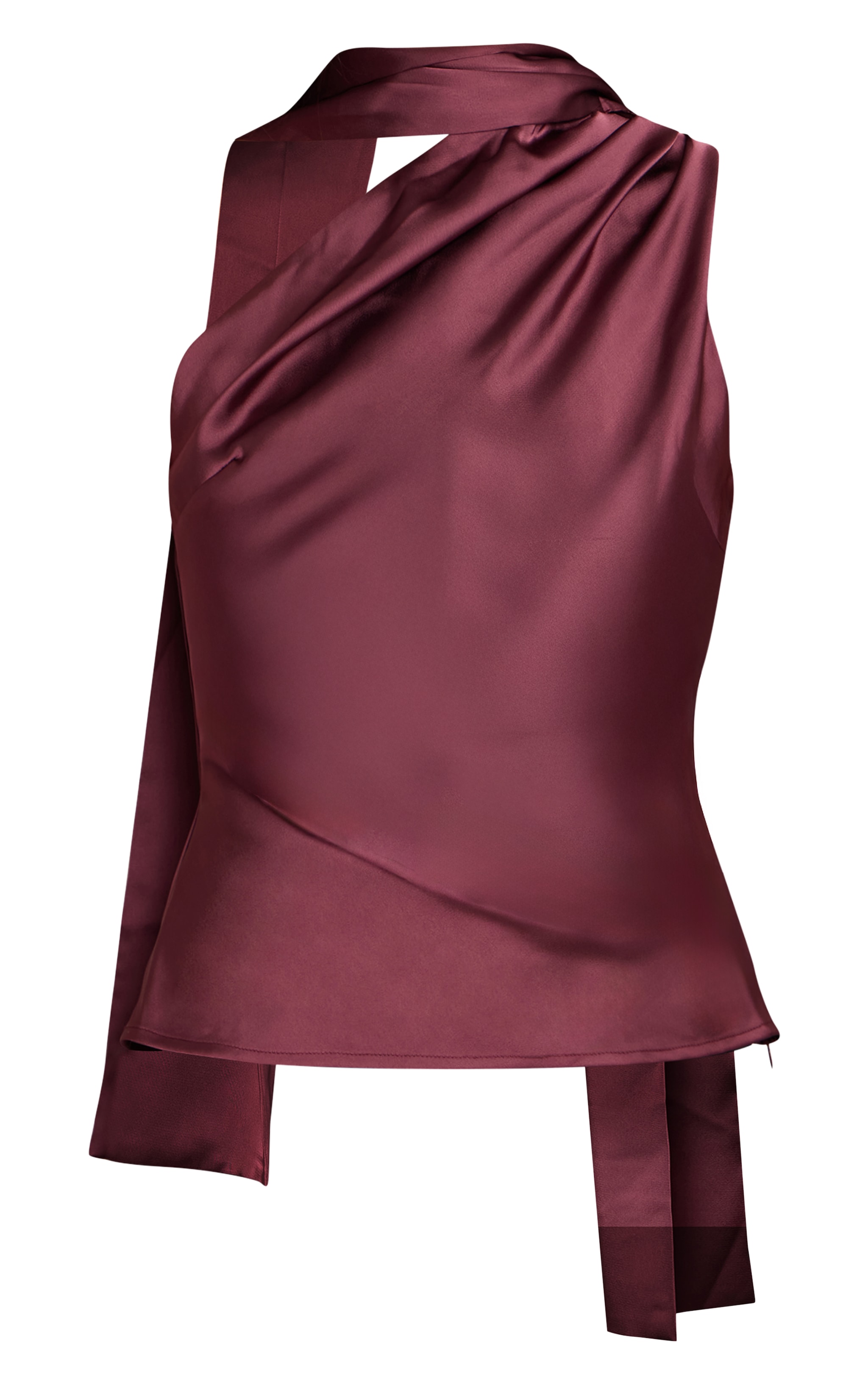 Plum Asymmetric Scarf Detail Top image 5