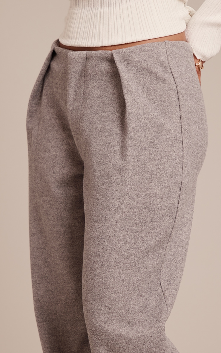 Petite Light Grey Wool Look Belted Pants image 4