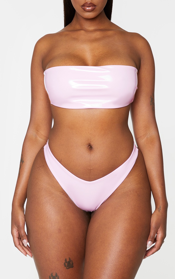 Shape Pink Vinyl High Leg Bikini Bottoms