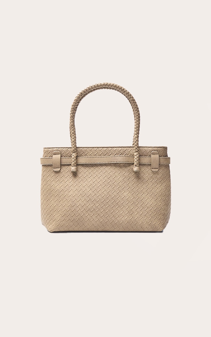 Olive Faux Suede Woven Belted Hand Bag image 4