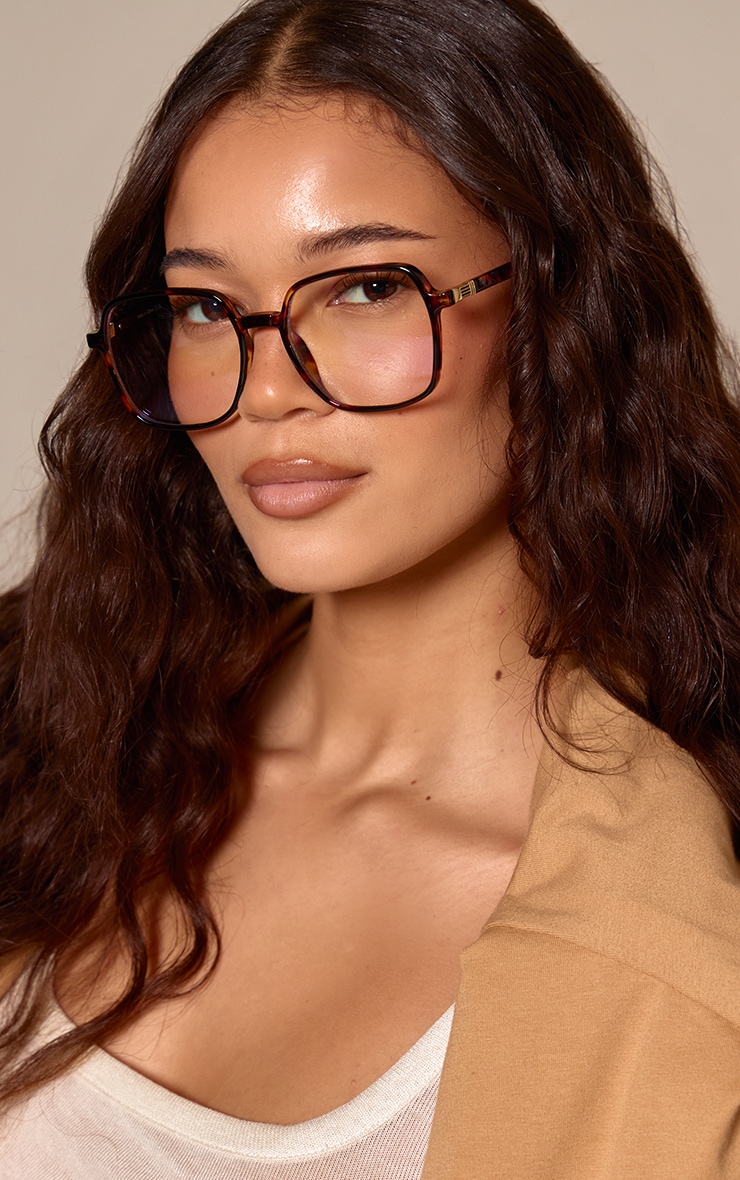 Tortoiseshell Oversized Square Blue Light Readers image 1