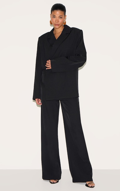 Pantalon large de tailleur tissé noir