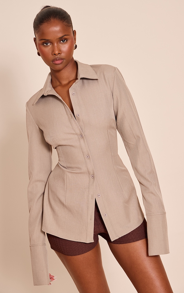 Mushroom Woven Fitted Shirt