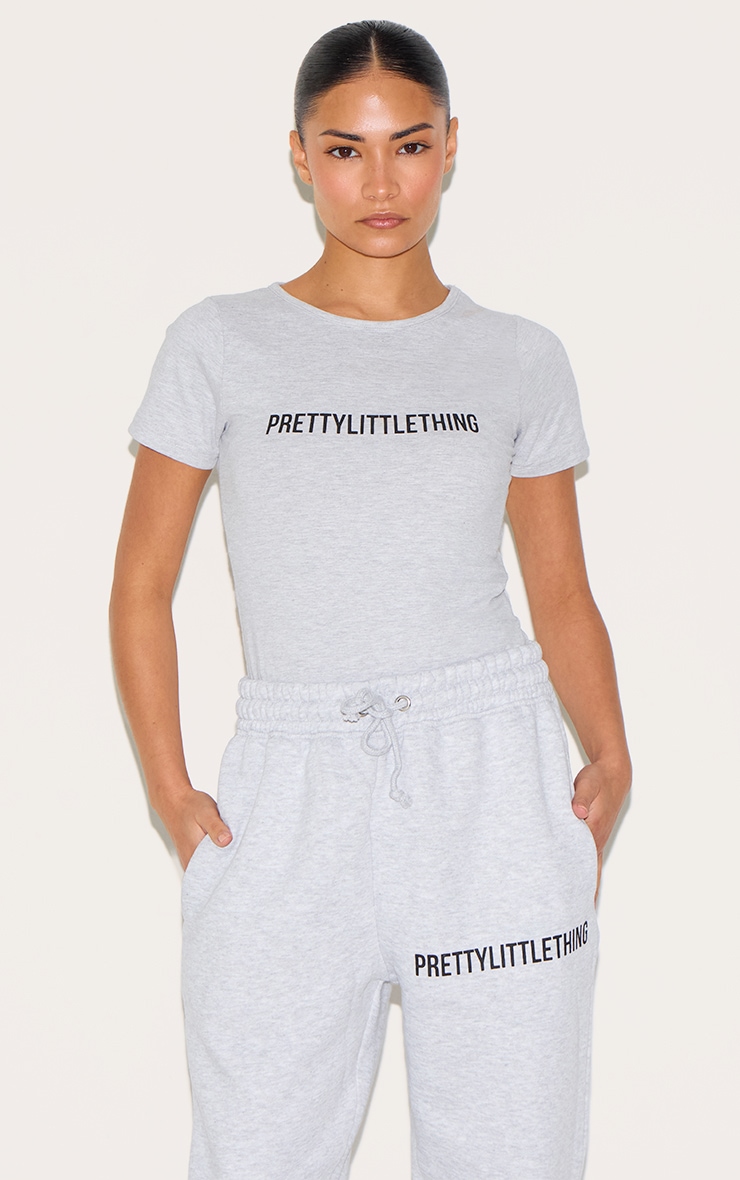 PRETTYLITTLETHING Petite Ash Grey High Waist Cuffed Sweatpants image 4