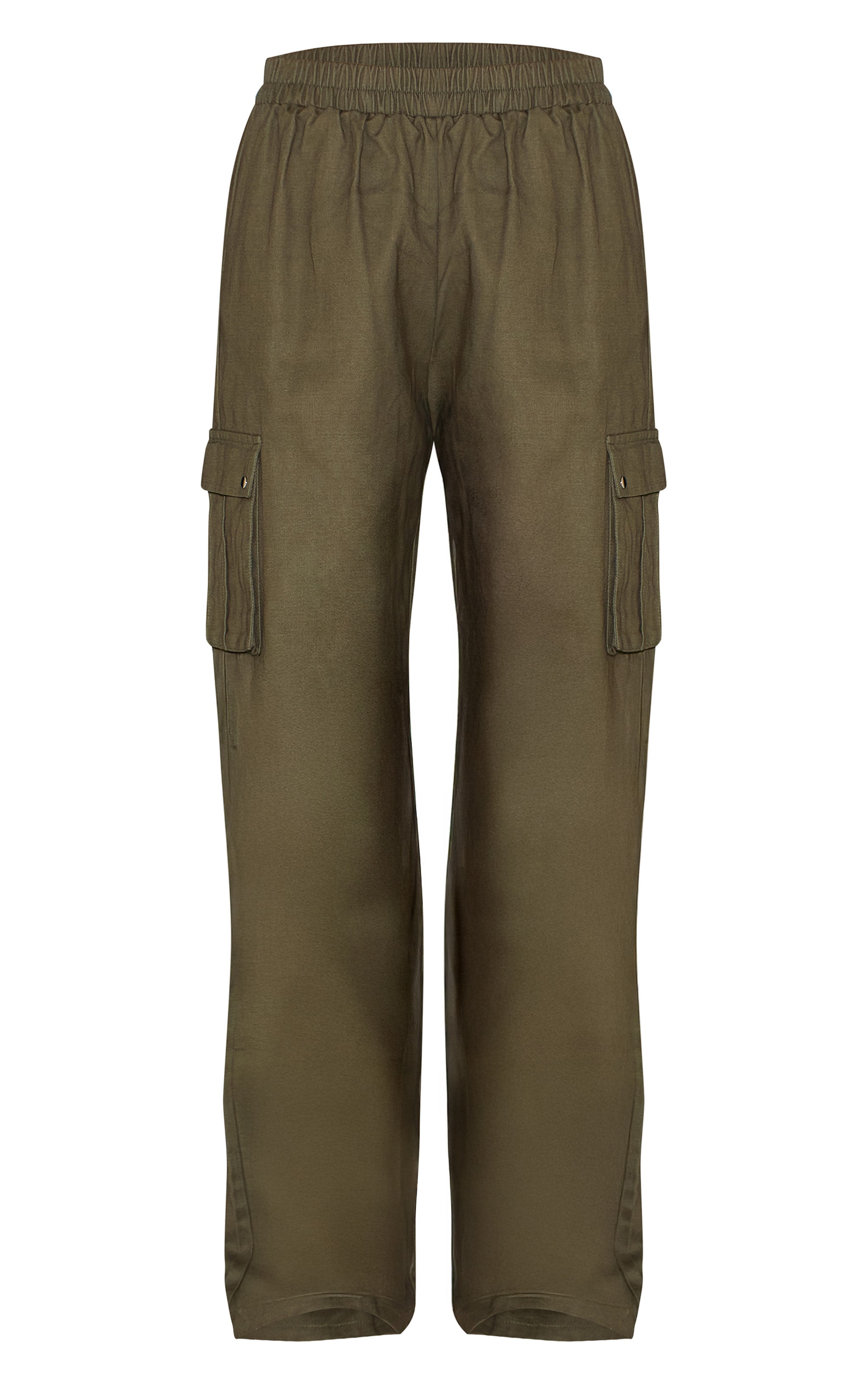 Khaki Wide Leg High Waisted Cargo Pants image 5