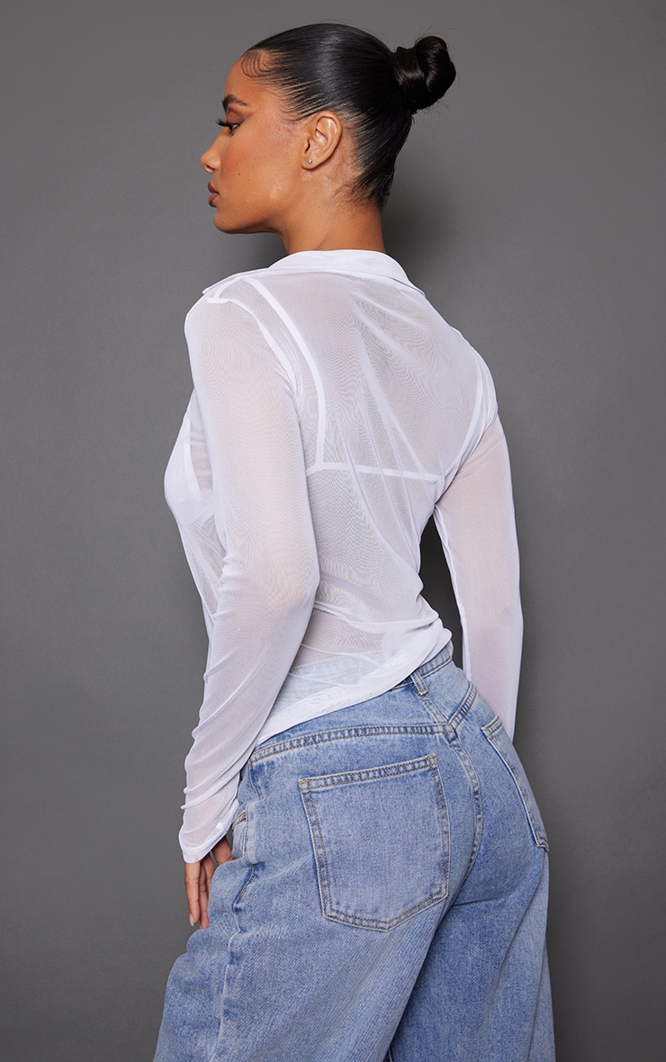 White Mesh Shirt With Slinky Underlay Bralet image 2