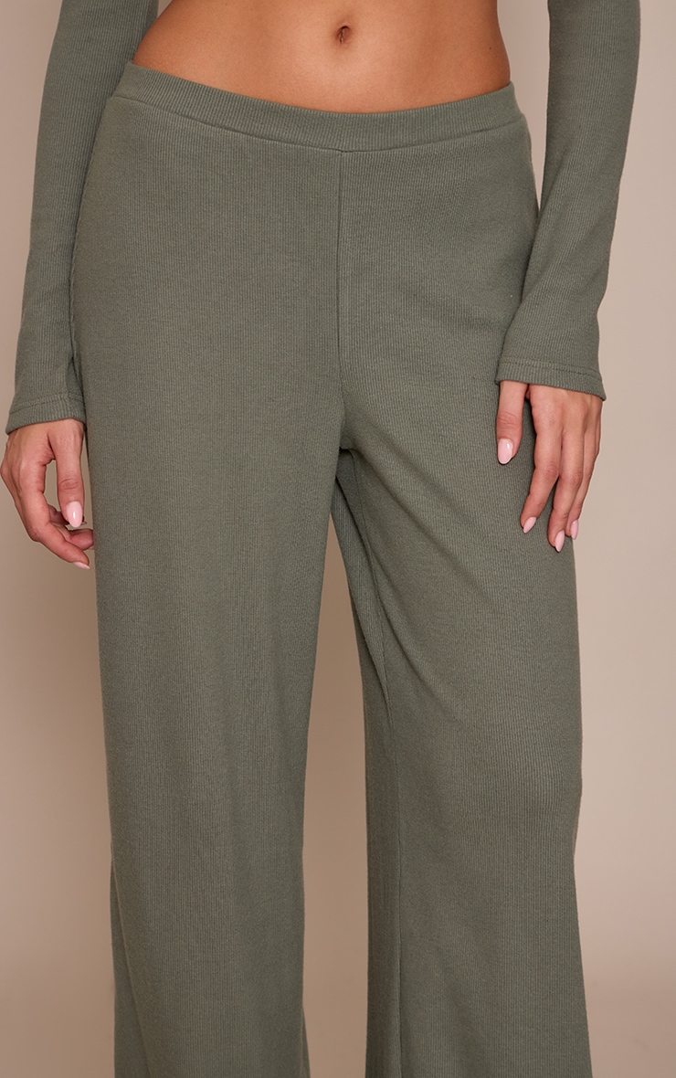 Sea Green Brushed Rib Wide Leg Trouser image 4