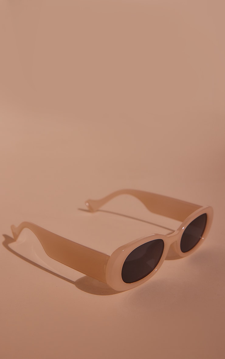  Cream Simple Rounded Sunglasses image 2