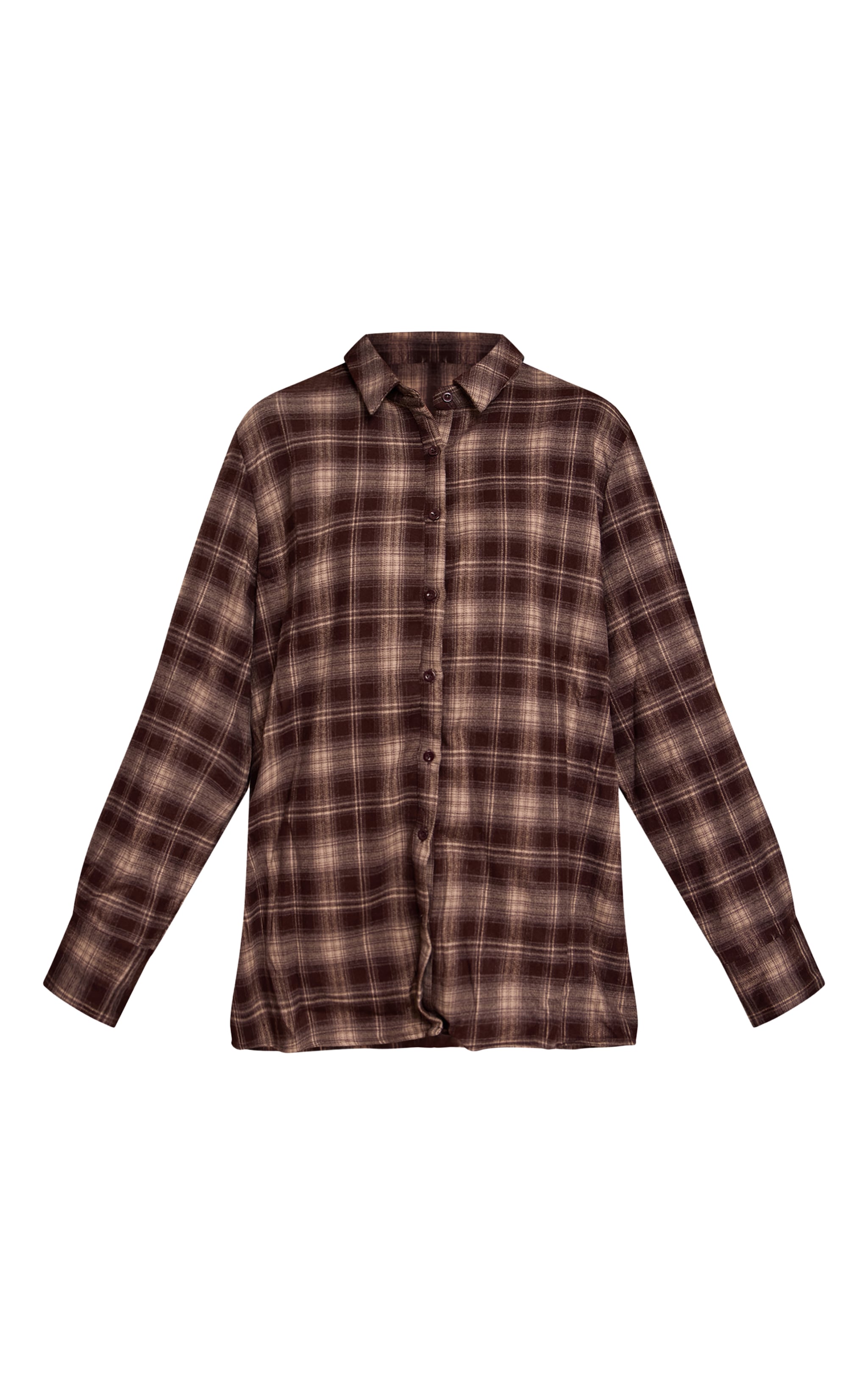 Chocolate Brushed Check Oversized Shirt  image 5