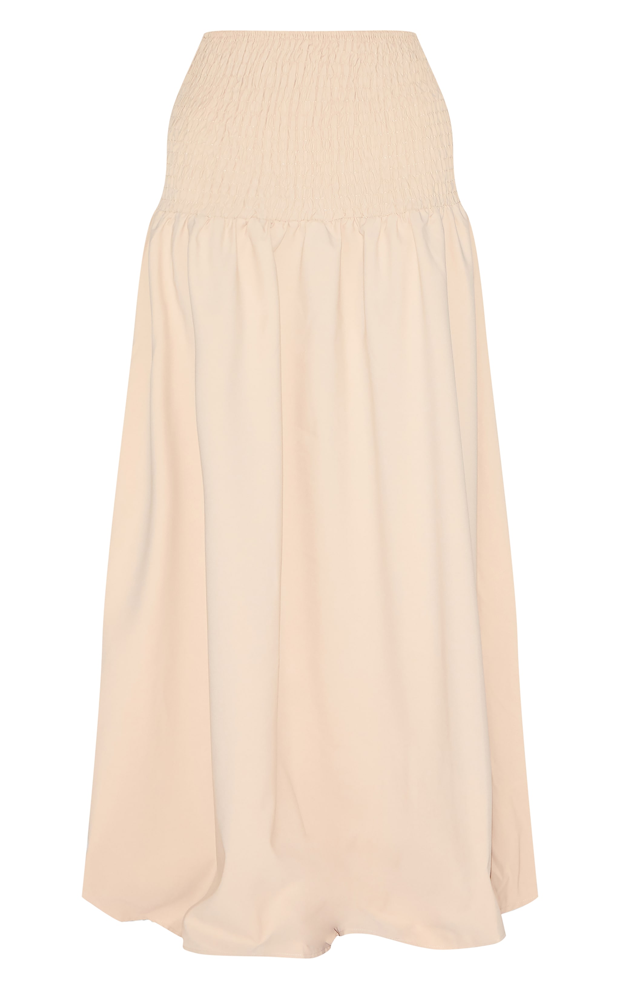 Almond Shirred Waist Cotton Poplin Maxi Skirt image 5