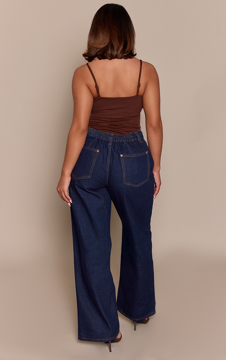 Shape Indigo Elastic Waistband Straight Leg Denim Jeans image 3