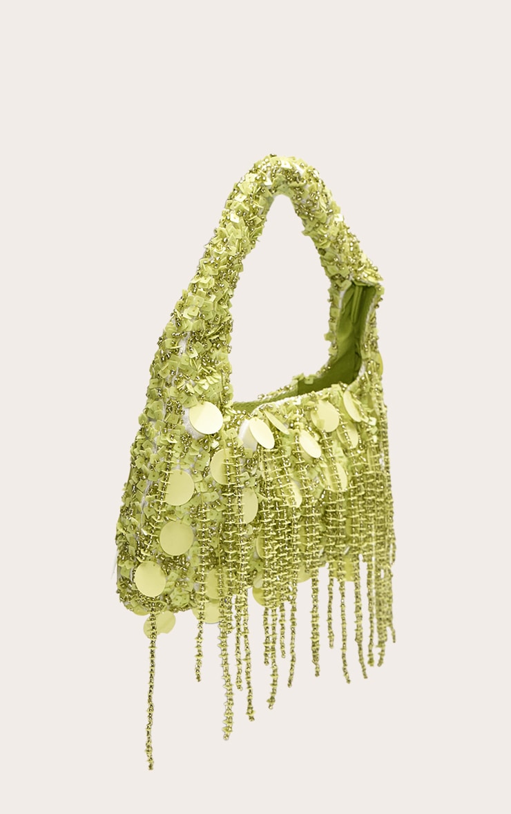 Lime Jeweled Sequin Shoulder Bag image 3