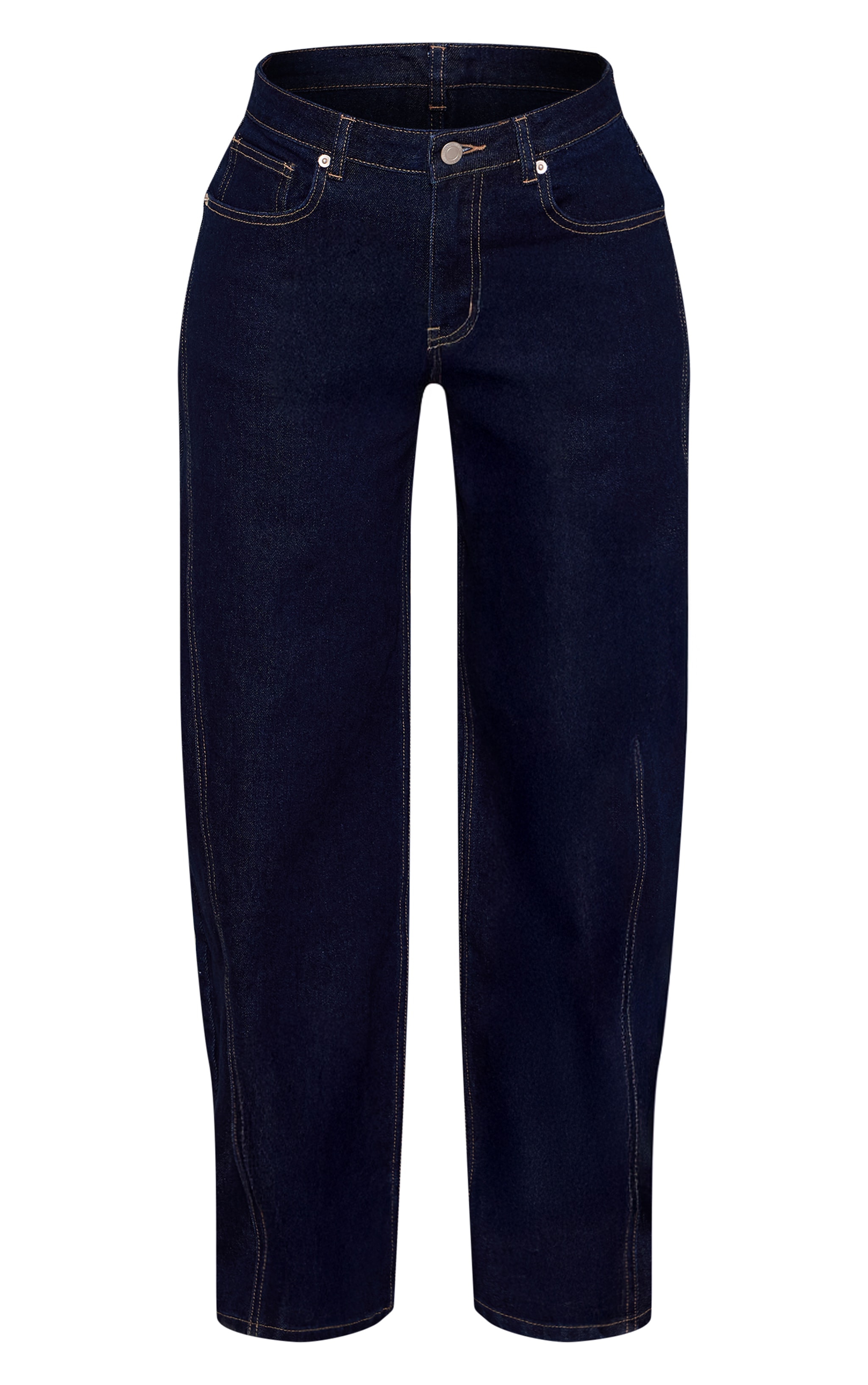 Indigo Mid Rise Stretch Barrel Jeans image 5